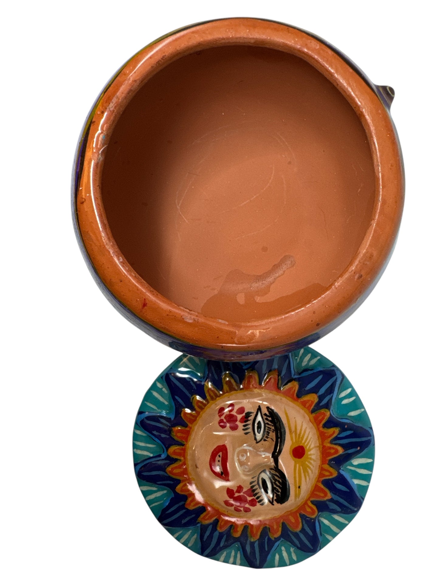 Mexican Talavera Sun Trinket Box With Lid