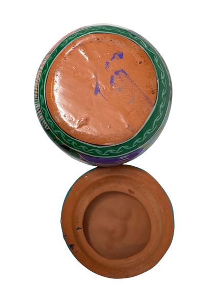 Mexican Talavera Sun Trinket Box With Lid