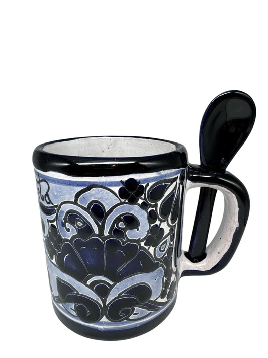 Mexican Talavera Pottery Mug w/Spoon