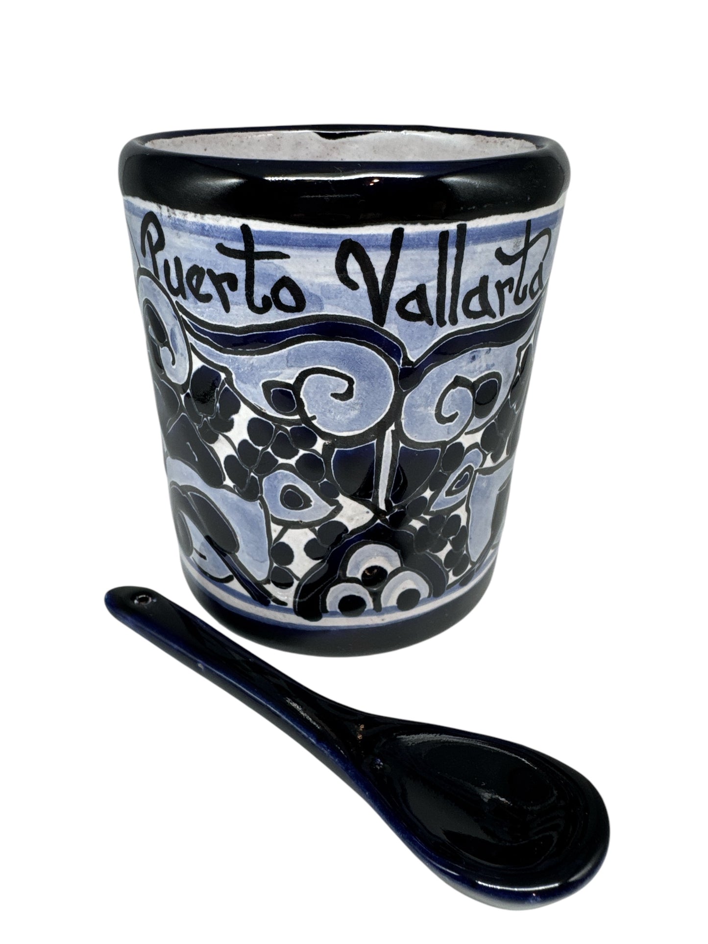 Mexican Talavera Pottery Mug w/Spoon