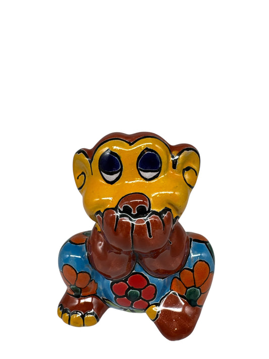 Mexican Talavera Monkey - Speak No Evil